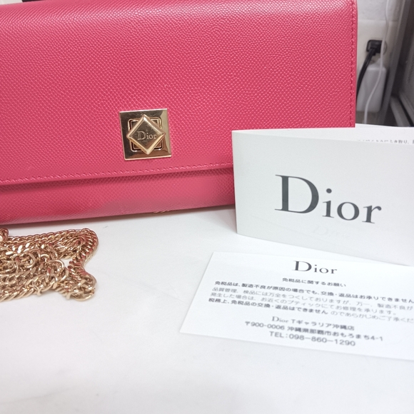 ​💖 VINTAGE DIOR Fuchsia Pink Leather Clutch with Chain - WOC - Picture 11 of 16